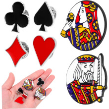 6er-Pack Poker-Charaktere-Broschen, Anstecknadeln aus Legierung mit Pokermotiven für Partys
