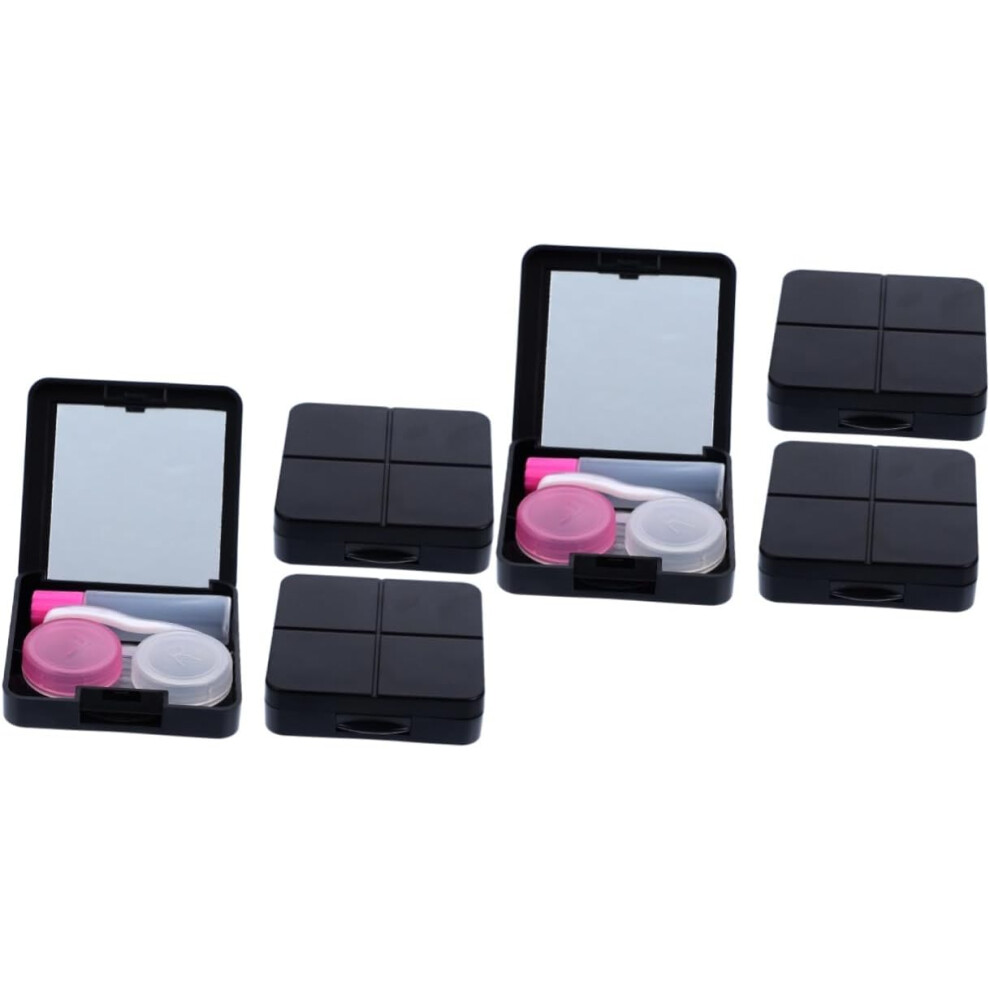 Hkhbjs Black 6Sets Portable Travel Contacts Lens Case Box For Contact Lenses Halloween Use Mirror Function Small