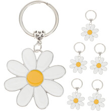 6er-Pack Cartoon-Gänseblümchen-Schlüsselanhänger aus Metall, niedliche ästhetische Taschenverzierungen