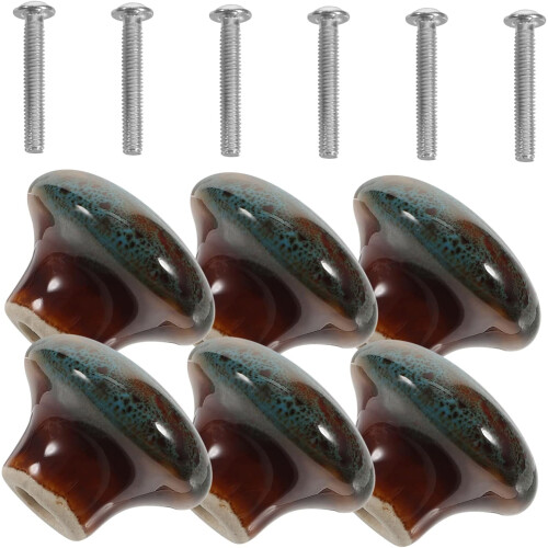 6pcs Ceramic Knobs for Boy Girl's Handles Cabinet Door Knobs and Pulls Dresser Kitchen Cabinet