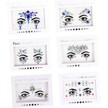 Strass-Gesichtsaufkleber, 6 Stück, Acryl-Kristallaufkleber für DIY-Make-up, sortiert