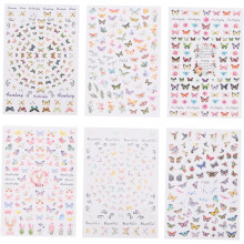 6sheets Butterflies Nail Art Stickers DIY Nail Art Decals for Women Boys and Girls Assorted Style