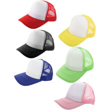 6 Stück unbedruckte Baseballkappen aus Mesh-Gewebe, DIY-Sublimations-Polyester-LKW-Kappen, Unisex, atmungsaktiv, für Outdoor-Sportarten