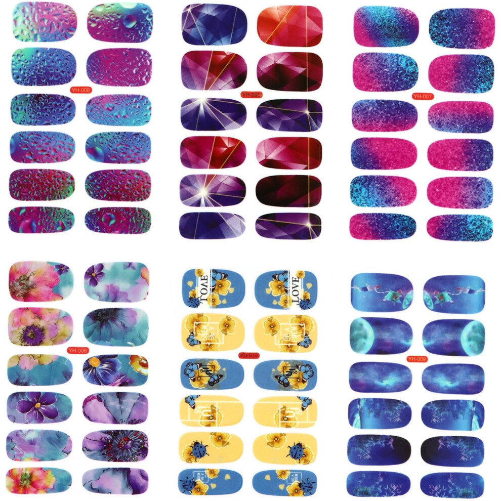 Hkhbjs Full Cover Nail Sticker Diy Nail Stickers 6Pcs Paper Waterproof Self-Adhesive For Home Use