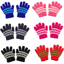 6 Pairs Boys and Girls Warm Mittens and Winter Knitted Gloves Full Finger Fleece-Lined Cold Weather Protection