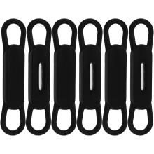 6 Stück schwarze magnetische Silikon-Stifthalter mit verstellbarem Clip