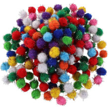 500 bunte Glitzer-Pompons zum Basteln, 2,5 cm, einzigartiges Glitzerdesign und leicht zu greifen