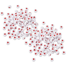 500pcs Red Acrylic Heart Shape Round Beads for Jewelry Making DIY Craft Charms Bracelet Supplies