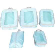5-delige polyester reisopbergset met compressiepakblokken, koffer- en bagage-organizer
