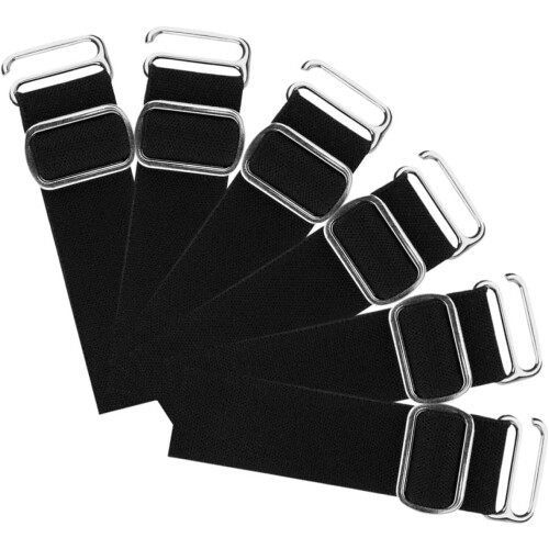 6pcs Adjustable Thickened Elastic Hat Extender Straps with Silver Buckles 2.5cm Width