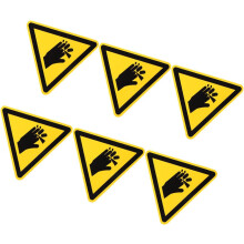6pcs Self-Adhesive Vinyl Hand Warning Stickers for Industrial Use, Safety Machine Caution Labels