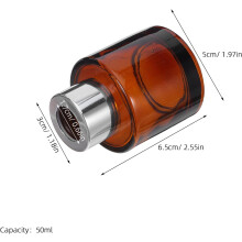 2 st 50 ml glasflaskor för aromaterapidiffusor, cylindriska påfyllningsbara burkar med eteriska oljor i bärnstensfärg