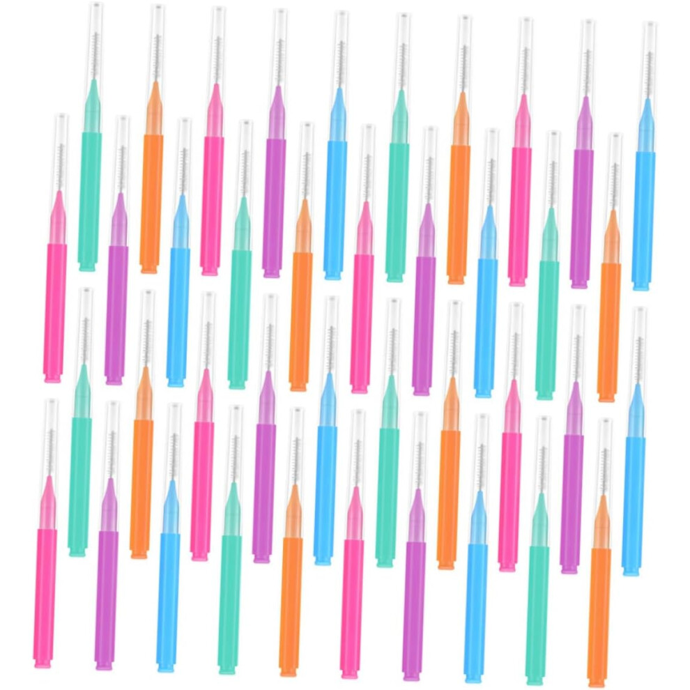 Hkhbjs Orange/Blue/Green Interdental Brush Toothpick Flosser 50Pcs Set, Mixed Purple Rose Colors