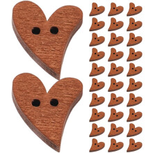 50 boutons en bois en forme de cœur, jolis, pour loisirs créatifs, couture et bricolage. Lot de petits boutons en bois en forme de cœur.