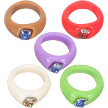 5-teiliges Set Vintage-Fingerringe aus Kunstharz mit großen Strasssteinen, stapelbare Modeschmuckringe