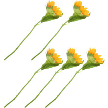 5 Stück realistische künstliche Sonnenblumen, Seidenblumen, gelb, langstielig, zartes Blumenarrangement