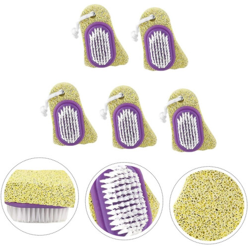 Lime à pieds double face en pierre ponce avec brosse à poils