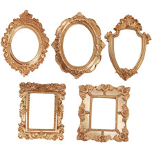 5-teiliges Set Vintage-Miniatur-Bilderrahmen aus Kunstharz, Retro-Metallic-Finish, winzige, verzierte Fotohalter
