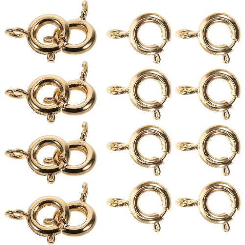 50 pezzi di chiusure a molla in rame placcato oro 14 carati, accessori per gioielli.