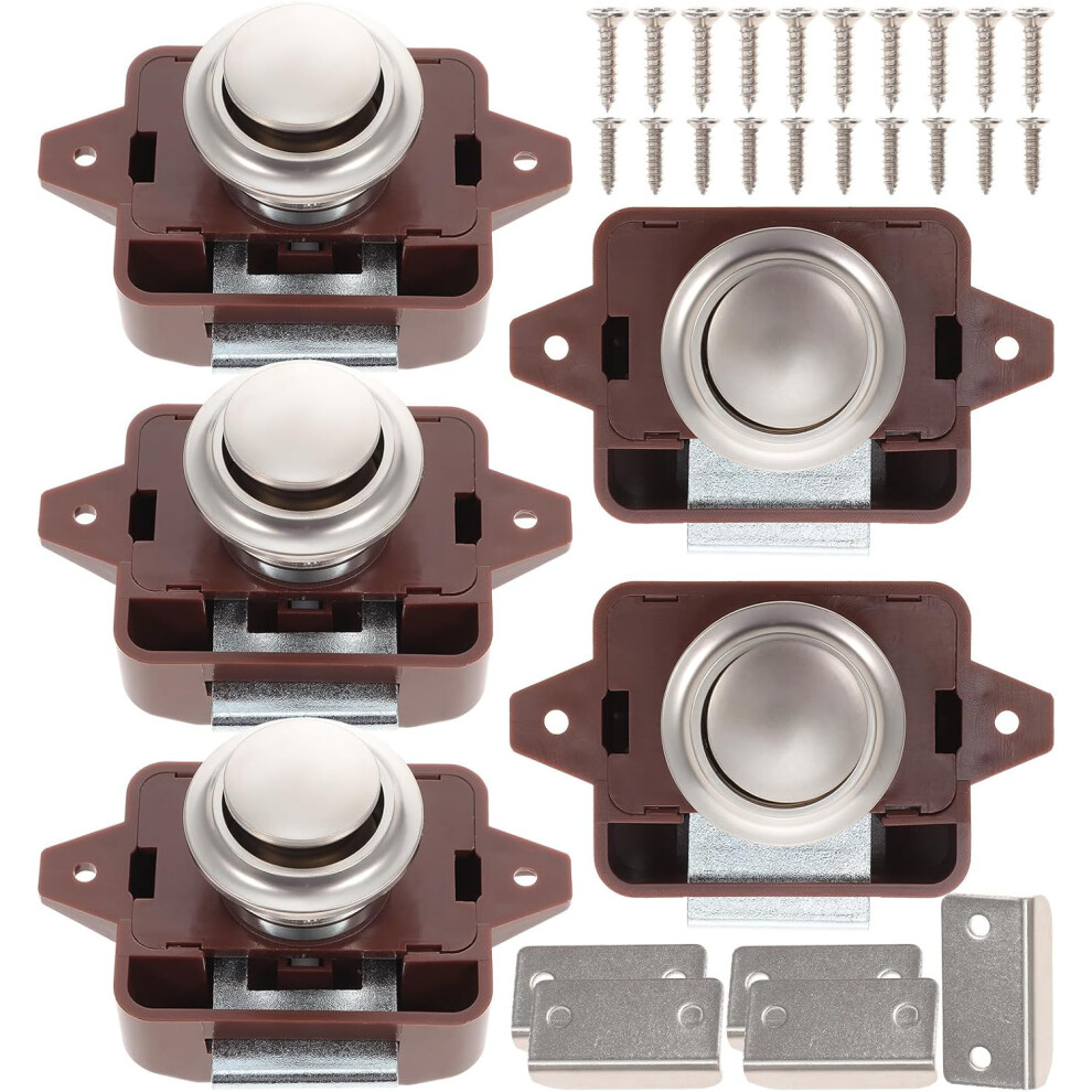 5Pcs Keyless Latch Lock For Cabinet Door And Yacht Drawer, Zinc Alloy And Abs Material 5455468329647