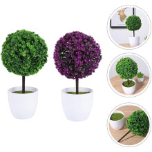 2 künstliche Blumentopfkugeln, realistische Bonsai-Optik aus Kunststoff, ideal als Heimdekoration