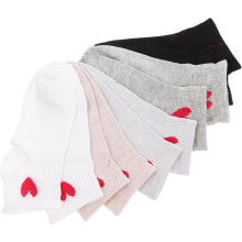 5 Paar Damen-Knöchelsocken aus Baumwolle mit Herzmuster, kurze, atmungsaktive Socken für den Sommer, Freizeitkleidung, Mädchen, zufällige Farbe