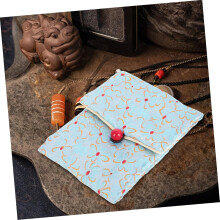 Zijden brokaat sieradenetui met trekkoord, groot, meerblauw, 10x12 cm, Chinees geborduurd ringaccessoire