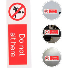 2 stk. klistremerker med advarsel om at du ikke skal sitte her, 150 x 50 mm, selvklebende personvernskilt for kontoret