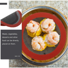 Lot de 2 tapis en silicone réutilisables à surface lisse pour la cuisson au four et à la vapeur des raviolis et dim sum