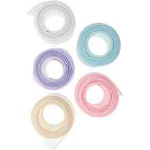 Nastro decorativo olografico sfumato di colore chiaro, 4 cm, 5 rotoli (9 m ciascuno) per confezioni regalo.
