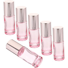 Glas-Rollflaschen für ätherische Öle und Parfüm, 6 Stück, 5 ml, rosa, nachfüllbare Reise-Rollflaschen