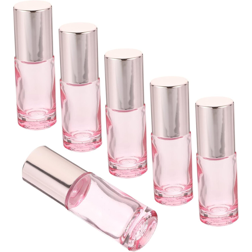 Hkhbjs Glass Roller Bottles For Essential Oils And Perfume 6Pcs 5Ml Pink Refillable Travel Roll-On Bottles