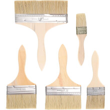 5pcs Wood Handle Paint Brush Set for Wall and Furniture Painting, Thick Bristle Oil and Watercolor Brushes