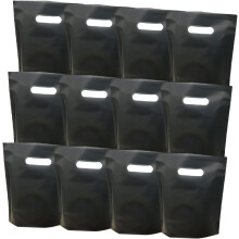 Lot de 50 sacs cabas noirs en plastique, pliables et réutilisables, pour faire les courses, le commerce et les achats ménagers.