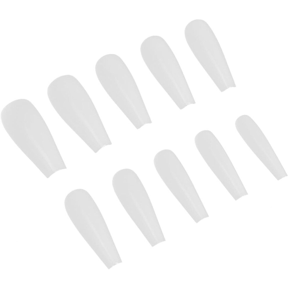 Hkhbjs 500Pcs Long Natural Color Nail Tips Full Cover Artificial Ballerina False Nails For Manicure Art Practice And Diy Salon Use