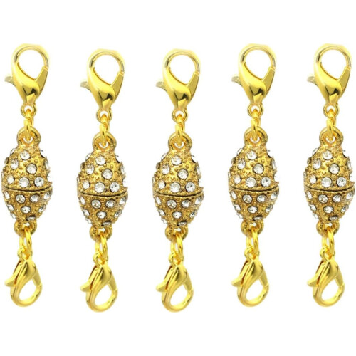 5 pezzi di moschettone magnetico a forma di oliva da 8 mm con strass