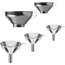 Kit de 5 mini-entonnoirs multifonctions en acier inoxydable, réutilisables et faciles à utiliser, pour la distribution de liquides.
