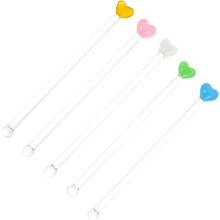 Lot de 5 bâtonnets à cocktail créatifs en forme de cœur pour mélanger verres et jus de fruits.