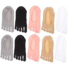 5 Pairs Women's Five Toe Socks Breathable Low Cut Nylon No-show Socks Separate Toes Comfortable