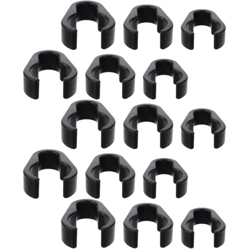 15 morsetti per cavo microfono in plastica nera, a scatto per asta microfono, facili da rimuovere, universali, per asta microfono.