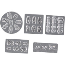 5-teiliges Set Silikonformen in Schleifenform für DIY-Maniküre – 3D-Stereo-Nageldekorationswerkzeuge