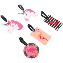 5 stk. tegneserie PVC myke bagasjelapper sett reisebagasjelapp for kofferter fargerikt navn