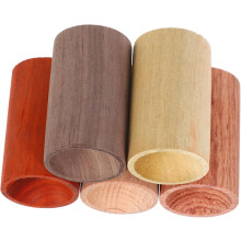 5-delige set houten etherische olie diffusers van beukenhout, palissander, walnoot en goudkleurig teak.