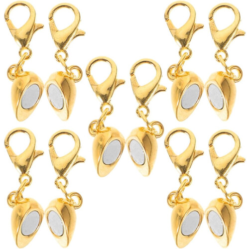 5 chiusure magnetiche a forma di cuore dorate per gioielli, collane e bracciali.