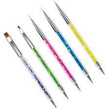 5 stuks nagelkunstpennen met dubbelzijdige punt, draadtekenpen, draagbare nagelkunsttools