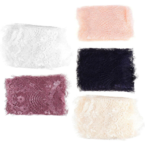 5pcs Crochet Lace Ribbon Border for Decorative Wrapping and DIY, Polyester Material