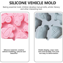 Lot de 2 moules à fondant en silicone 3D sur le thème des véhicules, pour bonbons et chocolats. Moules élégants et flexibles en silicone.
