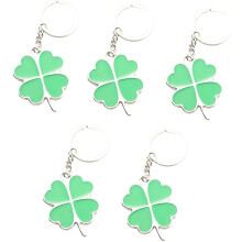 5er-Set Schlüsselanhänger aus Metalllegierung mit vierblättrigem Kleeblatt zum St. Patrick's Day, Glücksbringer-Kleeblatt-Anhänger für Damen
