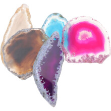 5pcs Natural Agate Slices DIY Necklace Decors Small Size Pendant Set for Women Jewelry