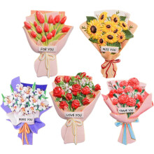 5er-Pack Kühlschrankmagnete aus Kunstharz, vielseitig verwendbar, dekorative Designs mit frischen Blumensträußen, sortiert